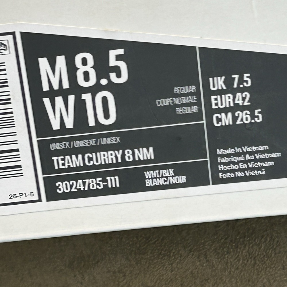 Under Armor Curry Flow 8 NM Team Curry White Black Basketball Shoes M 8.5/W 10 - Picture 8 of 8